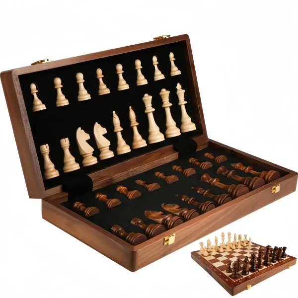 echiquier classique de voyage en bois